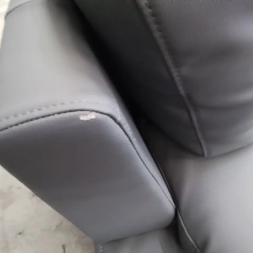 DESIGNER TWO SEATER SOFA GREY FAUX LEATHER ON CHROME FEET