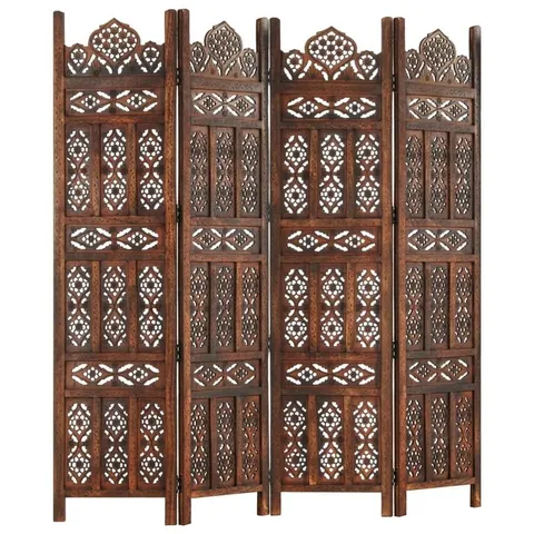 BOXED HAGOP 165CM H FOLDING ROOM DIVIDER - 4 PANELS, BROWN (1 BOX)