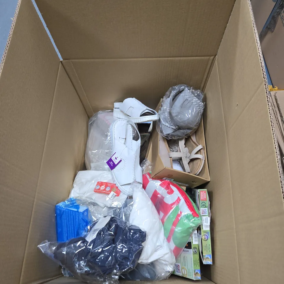 BOX OF APPROXIMATELY 15 ASSORTED ITEMS INCLUDING BENCH BOXER SHORTS , WEEDBLAST ROOTKILL WEED KILLLER AND SANKOM POSTURE BRA 