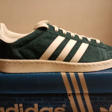 BOXED PART OF ADIDAS JABBAR LO GREEN SUEDE TRAINERS – UK 9.5