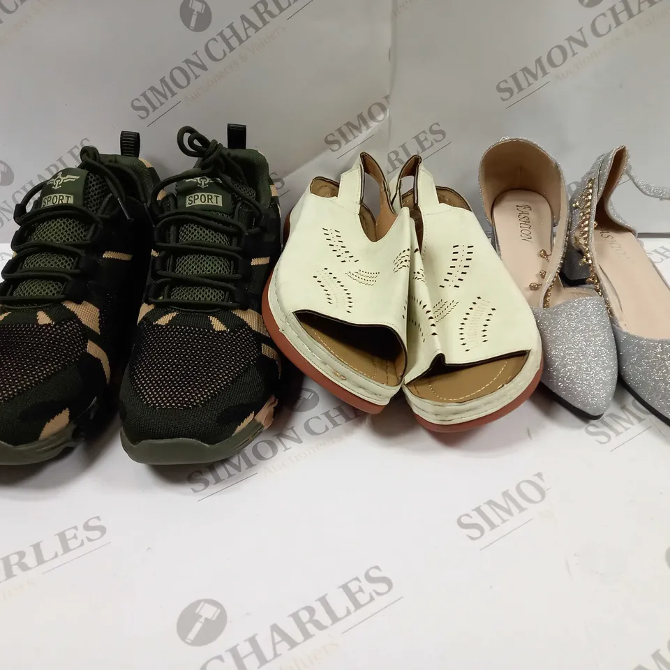 APPROXIMATELY 10 ASSORTED PAIRS OF SHOES IN VARIOUS STYLES & SIZES
