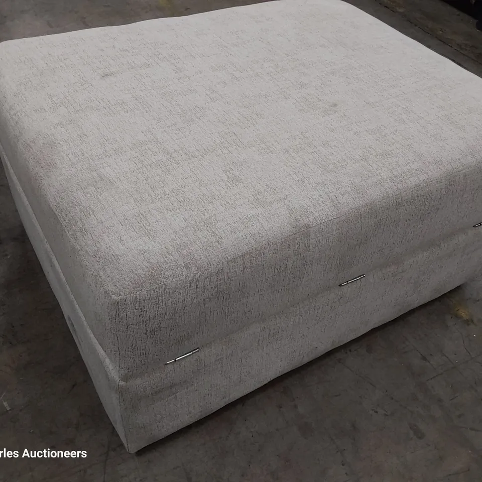 DESIGNER LARGE STORAGE FOOTSTOOL NATURAL FABRIC 