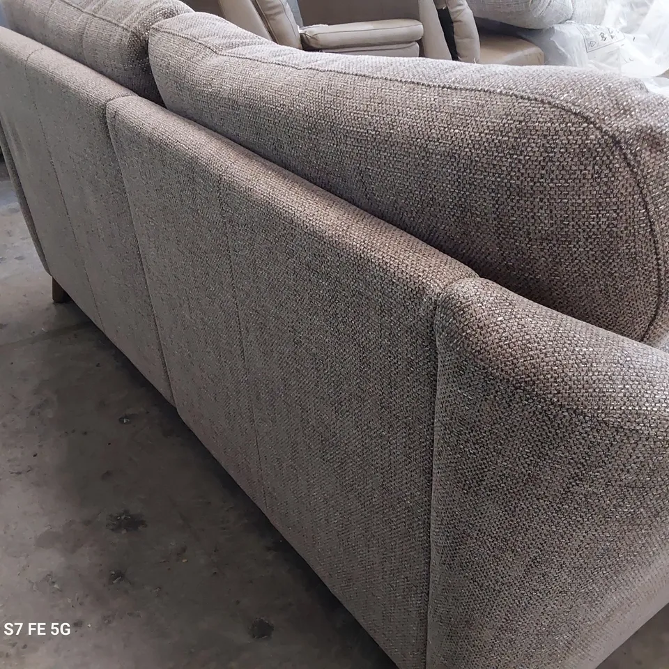 QUALITY BRITISH DESIGNER G PLAN HATTON FORMAL BACK POWER RECLINING THREE SEATER SOFA SEA EARTH FABRIC 
