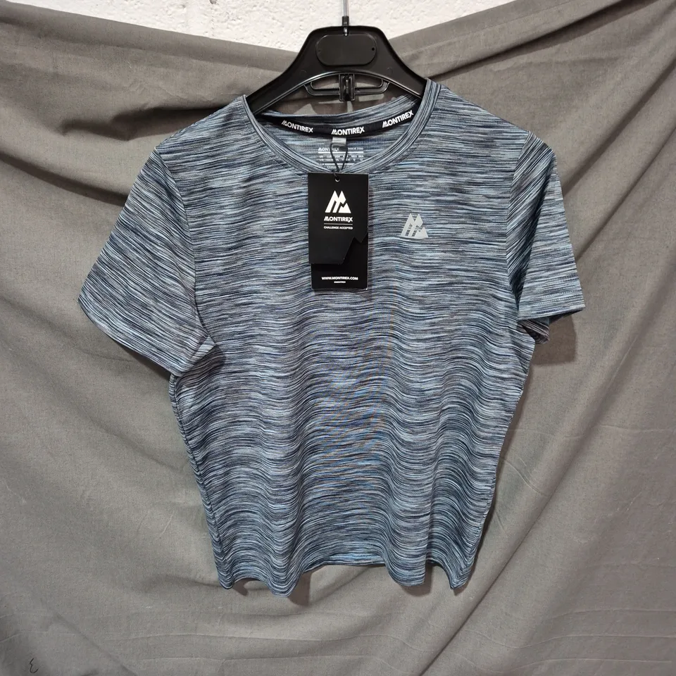 MONTIREX T-SHIRT – BLUE HEATHER, SHORT SLEEVE, CHALLENGE ACCEPTED LOGO