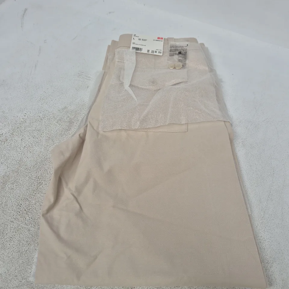 UNIQLO WOMEN'S JERSEY BARREL LEG TROUSERS LONG – SIZE L, NATURAL