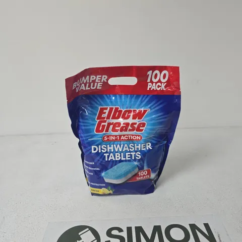 ELBOW GREASE DISHWASHER TABLETS – 5-IN-1 ACTION, 100 TABLETS