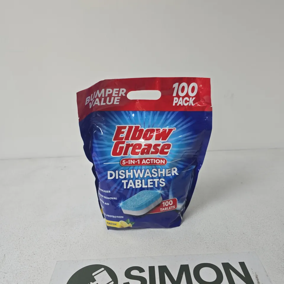 ELBOW GREASE DISHWASHER TABLETS – 5-IN-1 ACTION, 100 TABLETS