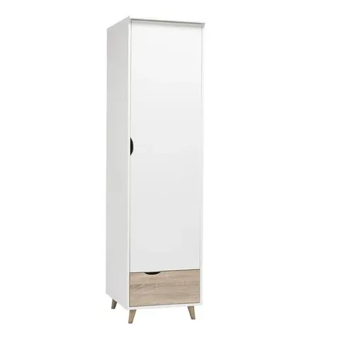 BOXED STOCKHOLM SINGLE DOOR SINGLE DRAWER OAK AND WHITE WARDROBE (1 BOX)