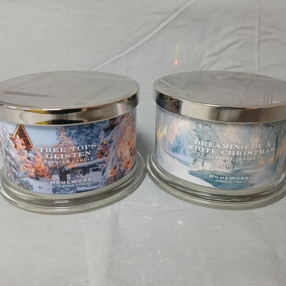HOMEWORX BY SLATKIN & CO. SCENTED CANDLES - TREE TOPS GLISTEN AND DREAMING OF A WHITE CHRISTMAS (SET OF 2)