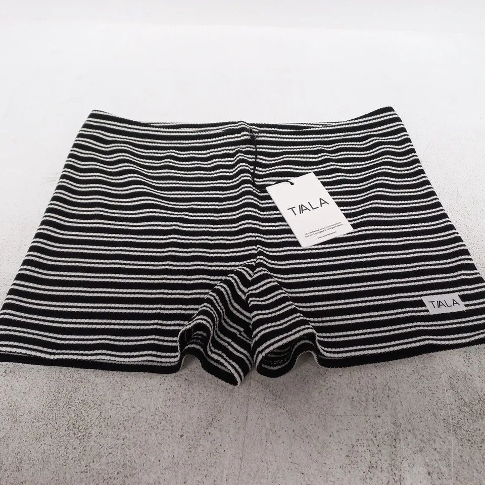 TALA STRIPE KNIT SHORT – BLACK, SIZE SMALL
