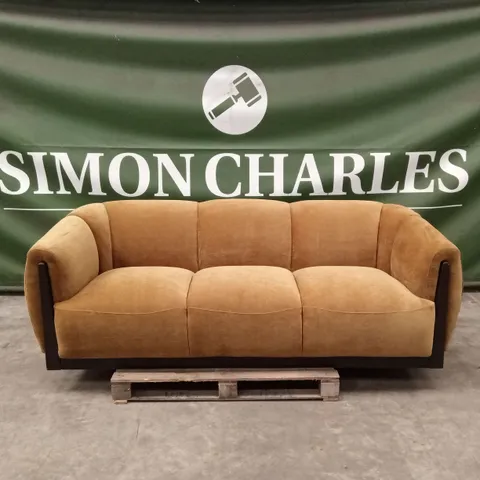 DANETTI TEAGAN OCHRE FABRIC 3 SEATER SOFA