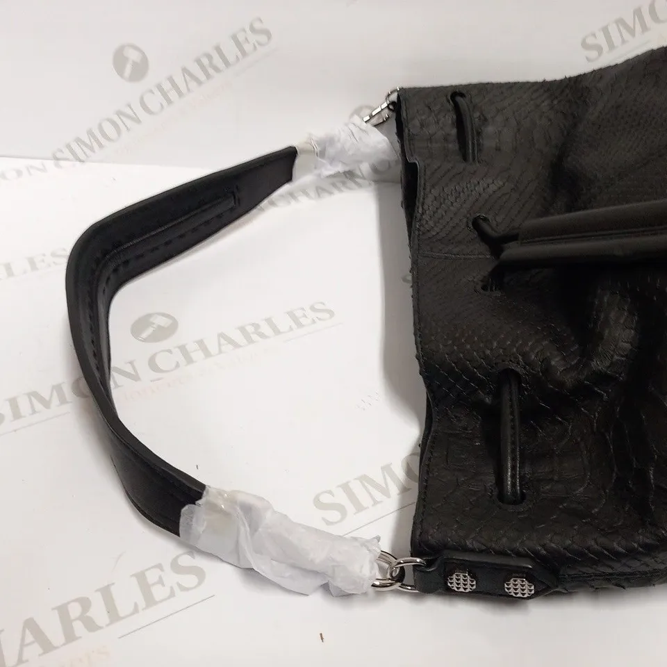 ELIZABETH AND JAMES BLACK SNAKE BUCKET BAG