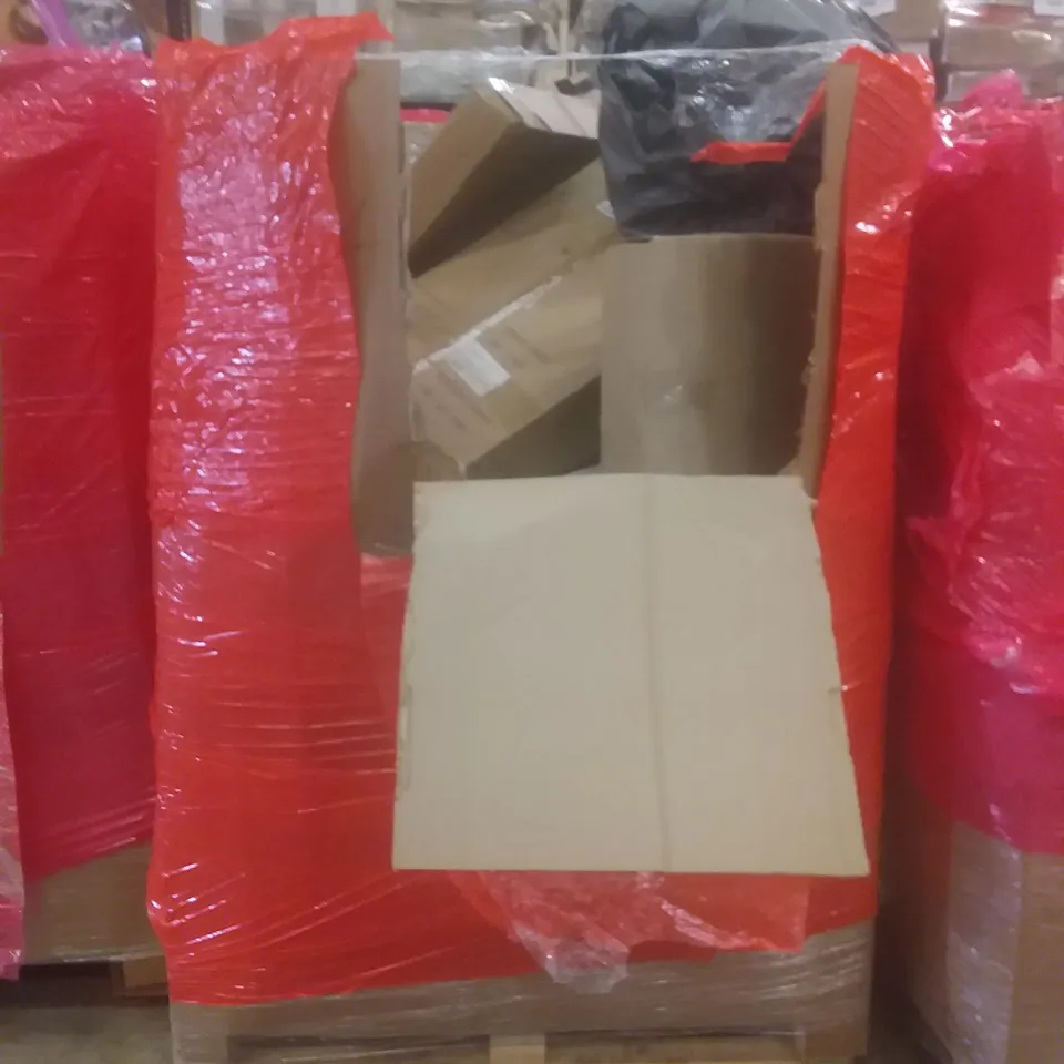 PALLET OF ASSORTED HOUSEHOLD PRODUCTS AND ITEMS, INCLUDING; TOILET SEAT, KIDS PLAY PRAM, LAPTOP TABLE, BOXED FURNITURE ETC 