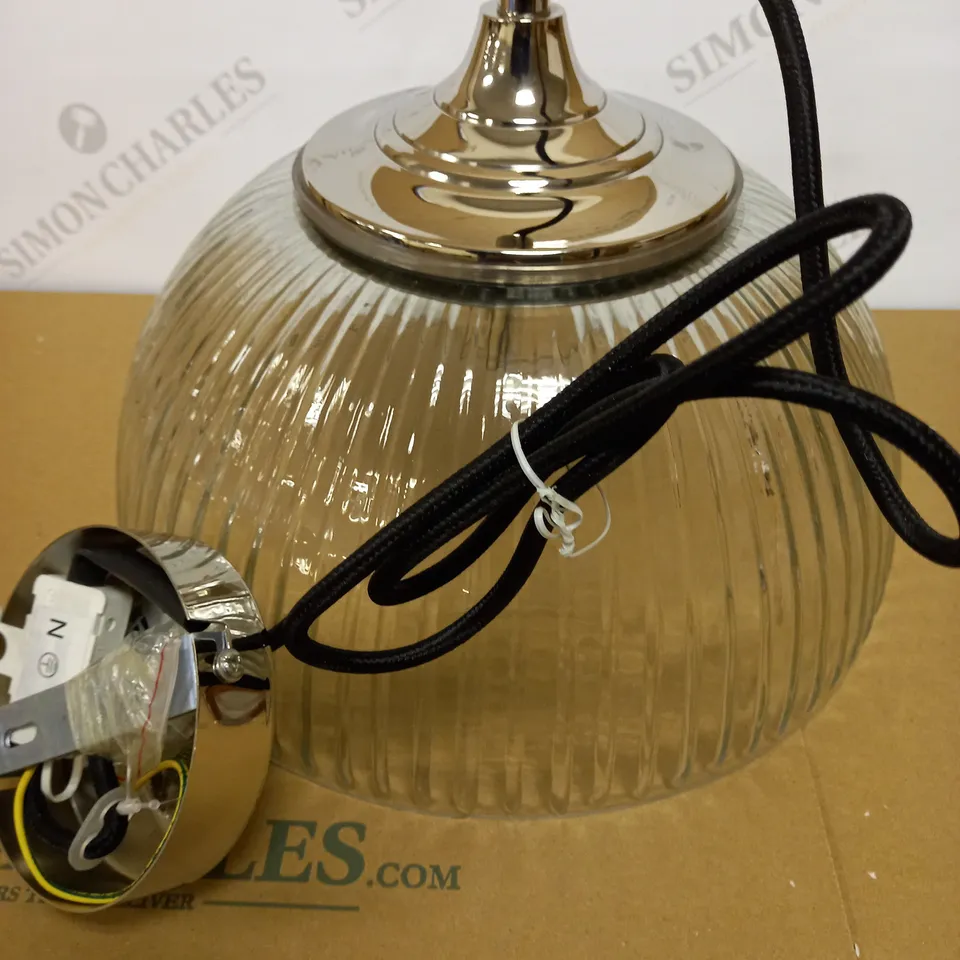 DAR LIGHTING YAMBOL PENDANT POLISHED NICKEL CLEAR GLASS LIGHT FIXTURE