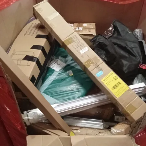 PALLET OF ASSORTED HOUSEHOLD GOODS AND PRODUCTS TO INCLUDE; BLINDS, BOXED FURNITURE ETC