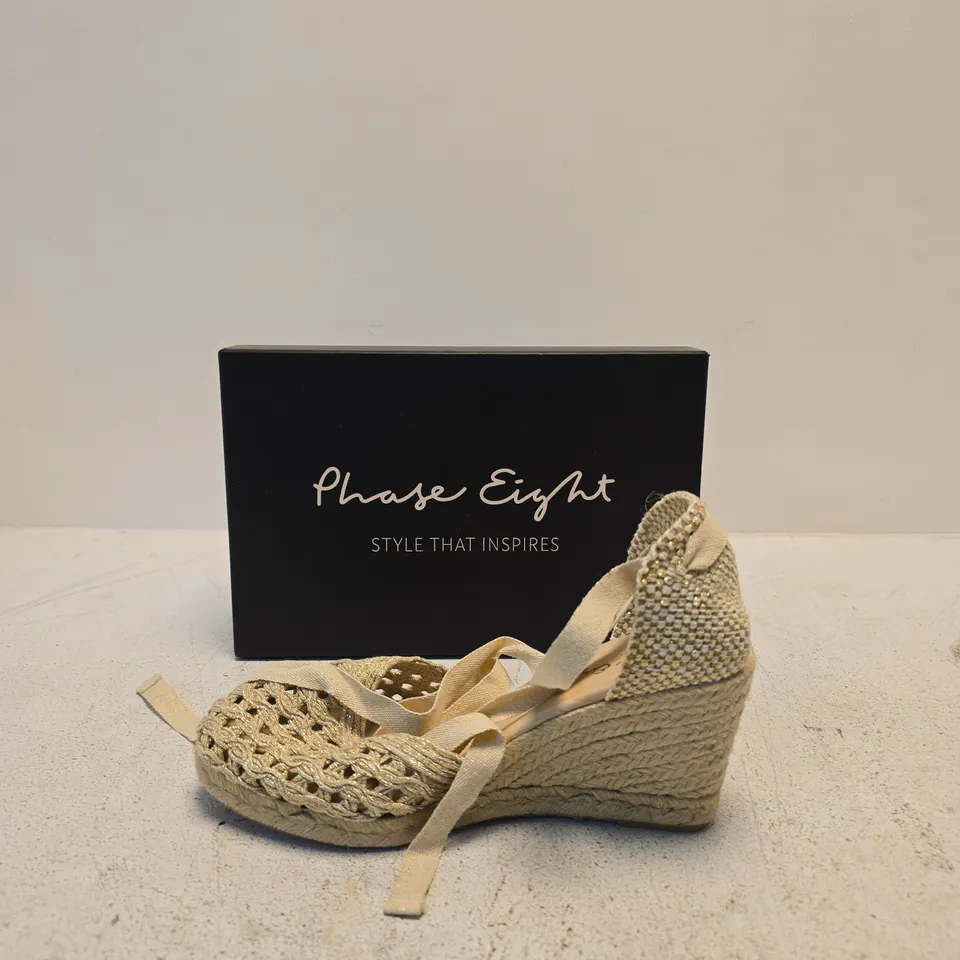 PHASE EIGHT BEIGE WEDGE ESPADRILLE SANDALS – BOXED (UK WOMEN’S) SIZE 8