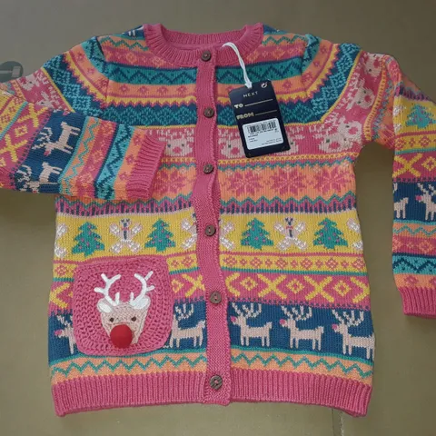 NEXT KIDS PINK KNIT SEASONAL CARDIGAN - 2/3 YRS