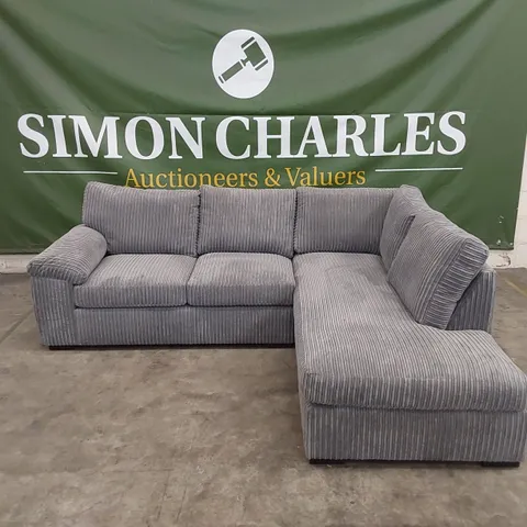 DESIGNER AMALFI STANDARD CORNER CHAISE SOFA IN CORDUROY FABRIC - CHARCOAL