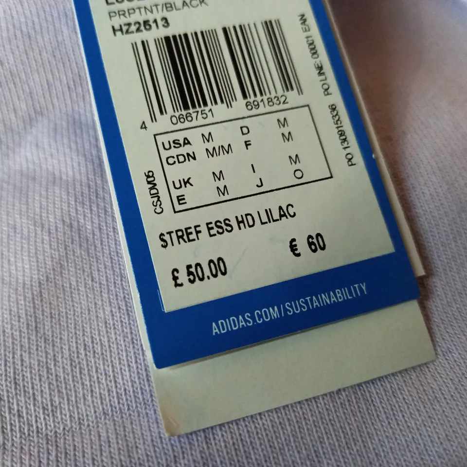 ADIDAS ESSENTIALS HOODIE IN LIGHT PURPLE - UK M