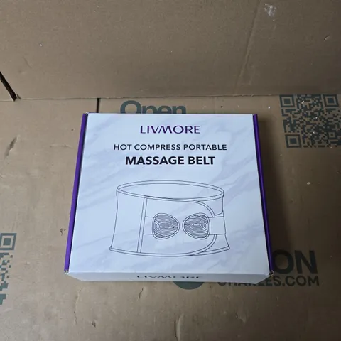 LIVMORE HOT COMPRESS PORTABLE MASSAGE BELT – BLACK, BOXED