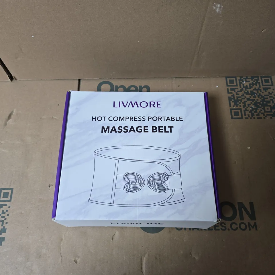 LIVMORE HOT COMPRESS PORTABLE MASSAGE BELT – BLACK, BOXED