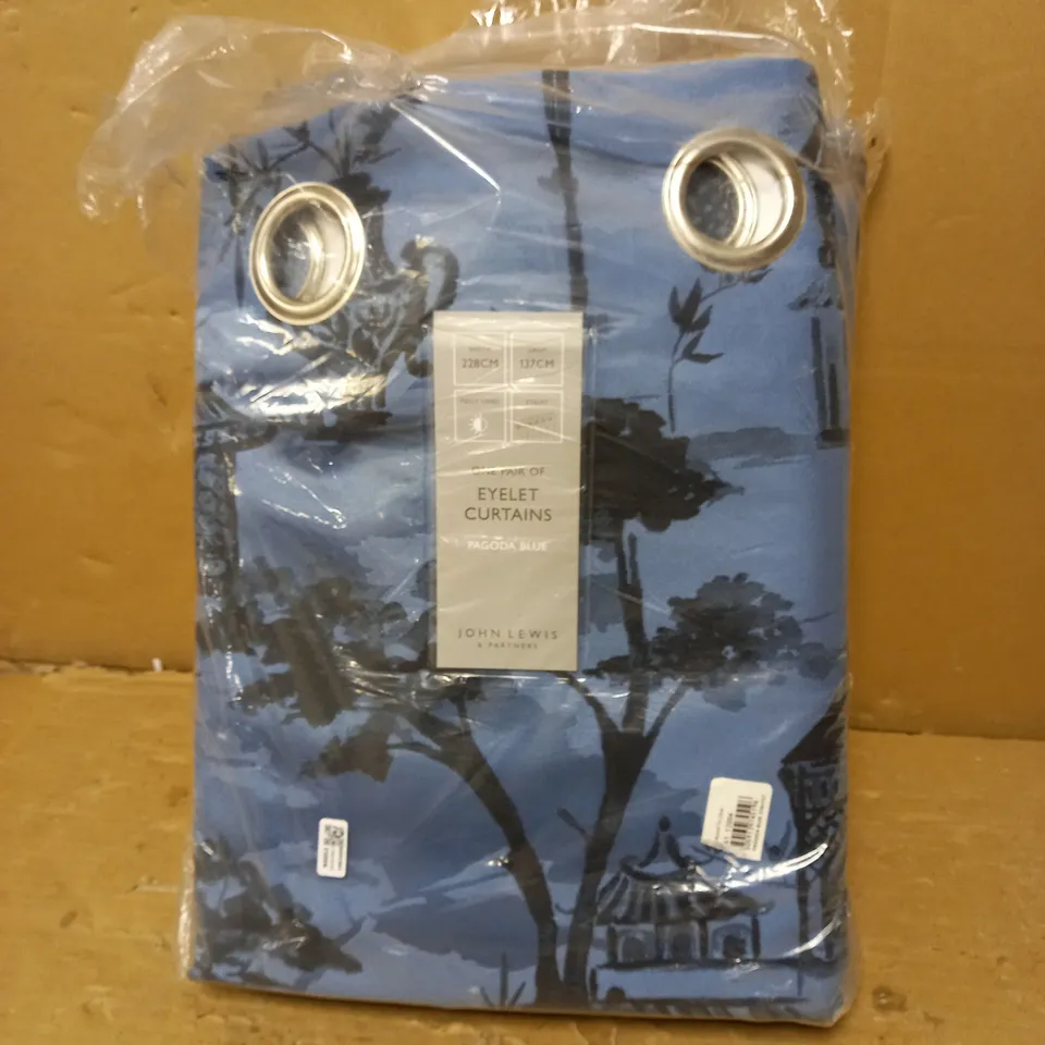 JOHN LEWIS EYELET PAGODA BLUE CURTAINS 