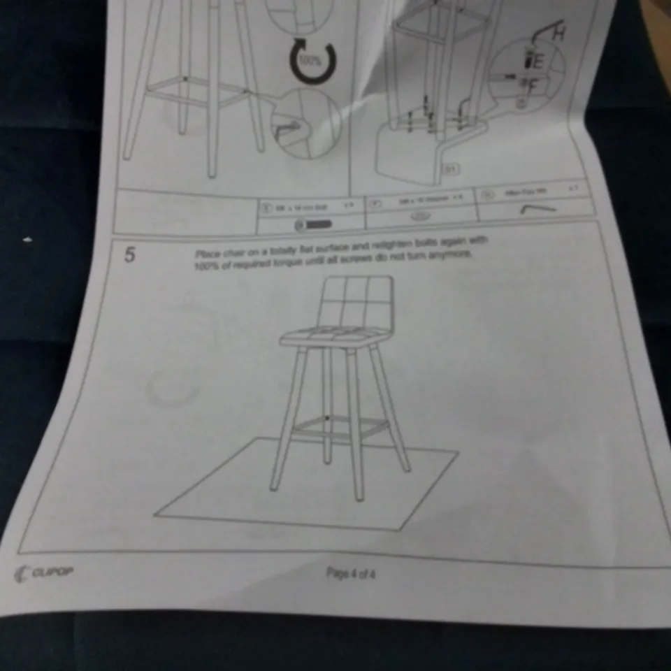 BOXED PAIR OF BLUE FABRIC BAR STOOLS 0082BU