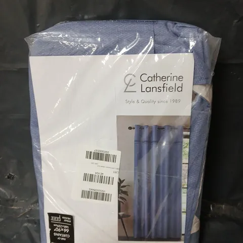 CATHERINE LANSFIELD MELVILLE LINED EYELET CURTAINS - BLUE - 66" X 90"
