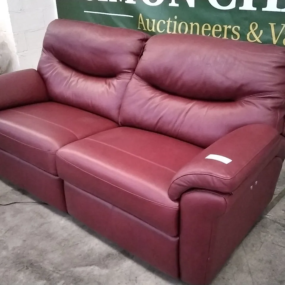 QUALITY BRITISH DESIGNED & MANUFACTURED G PLAN WASHINGTON 18 3 SEATER POWER RECLINER SOFA CAPRI CLARET LEATHER