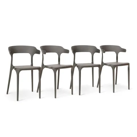 BOXED LAURA JAMES FINN DINING CHAIRS, SET OF 4 - SILVER GREY (1 BOX)