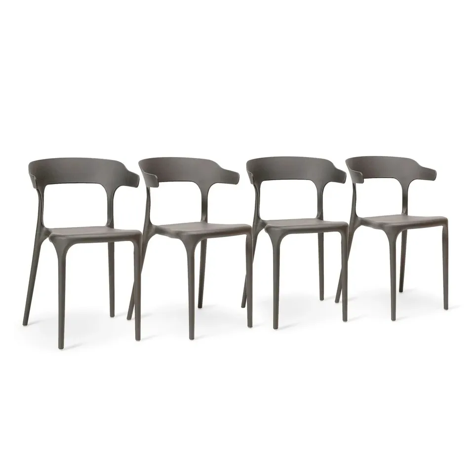 BOXED LAURA JAMES FINN DINING CHAIRS, SET OF 4 - SILVER GREY (1 BOX)