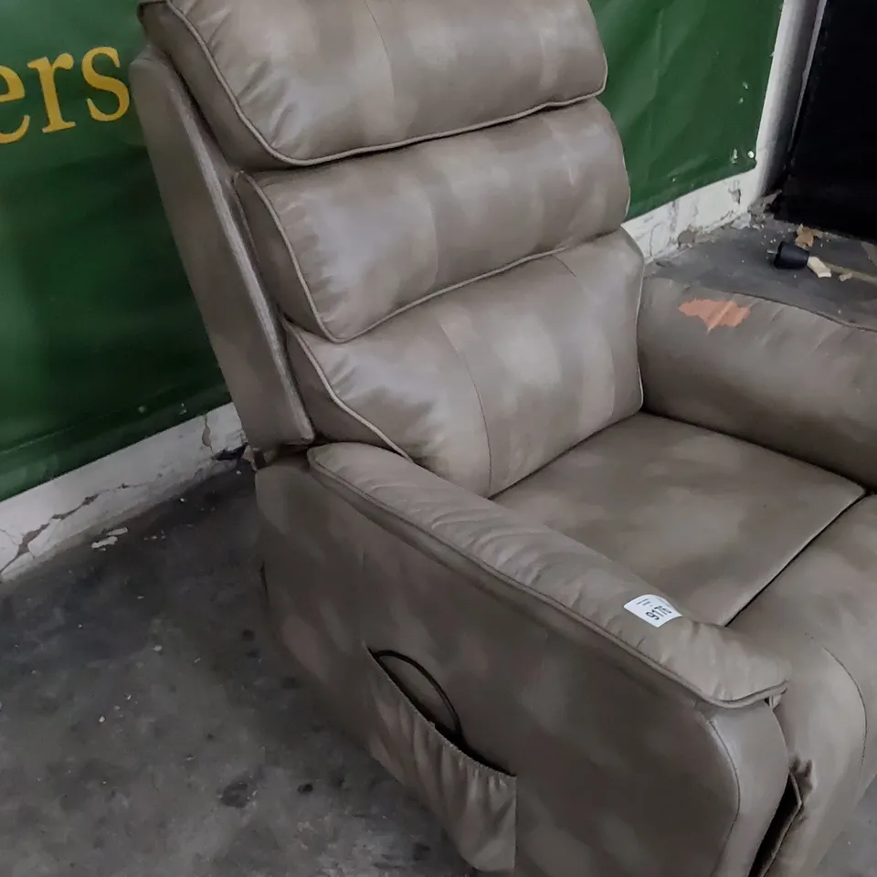 DESIGNER POWER RECLINING EASY CHAIR DAPPLE SILVER LEATHER 