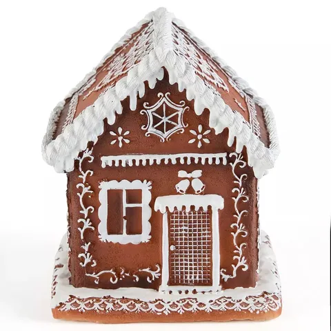 FESTIVE BATTERY OPERATED LIT GINGERBREAD HOUSE CHRISTMAS DECORATION - 15 CM