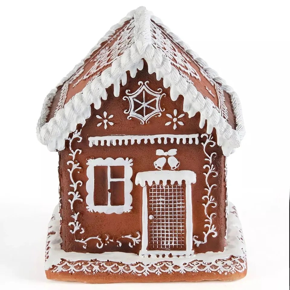 FESTIVE BATTERY OPERATED LIT GINGERBREAD HOUSE CHRISTMAS DECORATION - 15 CM