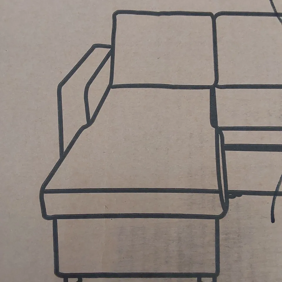 BOXED DAIZHA FABRIC UPHOLSTERED GREY CHAISE SOFA PIECE - INCOMPLETE, CHAISE PIECE ONLY (BOX 1 OF 2 ONLY)