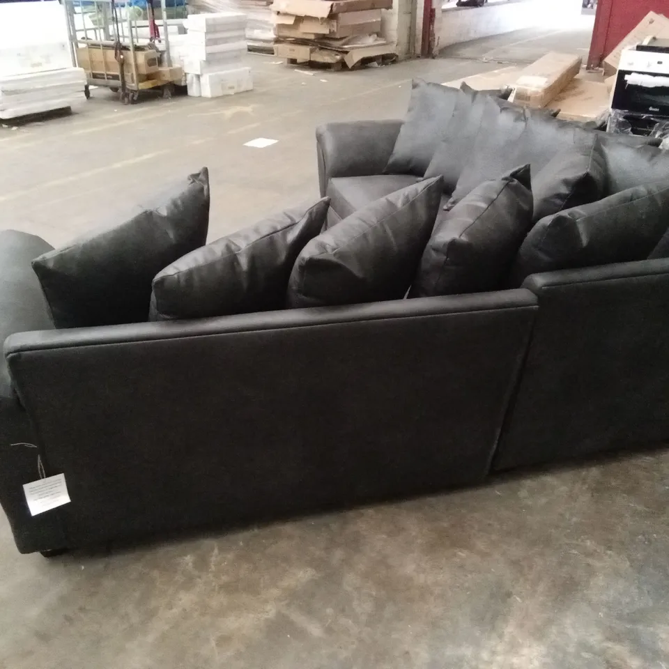 DURY LEATHER LOOK CORNER GROUP SOFA - BLACK RRP £1119