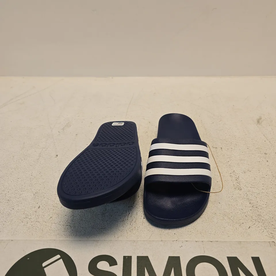 ADIDAS ADILETTE AQUA NAVY SLIDES – UK 11 (EU 46) – OPEN-TOE SLIP-ONS