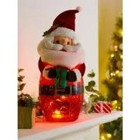 BOXED ATTERY OPERATED LIT GLASS SANTA 