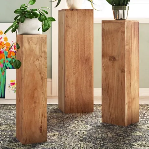 BOXED MAXILLE SQUARE TULIP SOLID WOOD PLANT STAND (1 BOX)