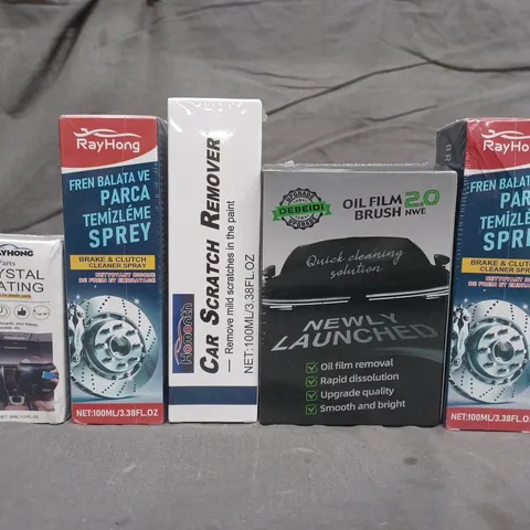 APPROXIMATELY 10 ASSORTED CAR ACCESSORIES AND PRODUCTS TO INCLUDE OIL FILM 2.0 BRUSH, SCRATCH REMOVER, ETC - COLLECTION ONLY