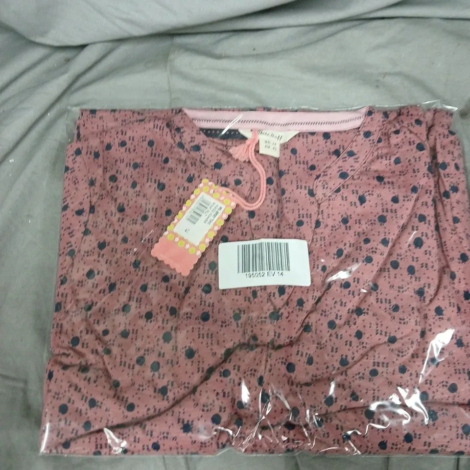 THE WHITE STUFF IRIS JERSEY TUNIC LONG SLEEVED TOP - PINK MULTI - SIZE 14