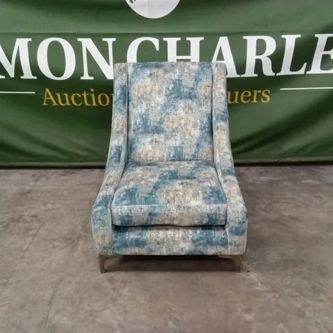 QUALITY DESIGNER WIDE AND HIGH BACKED FABRIC ACCENT CHAIR