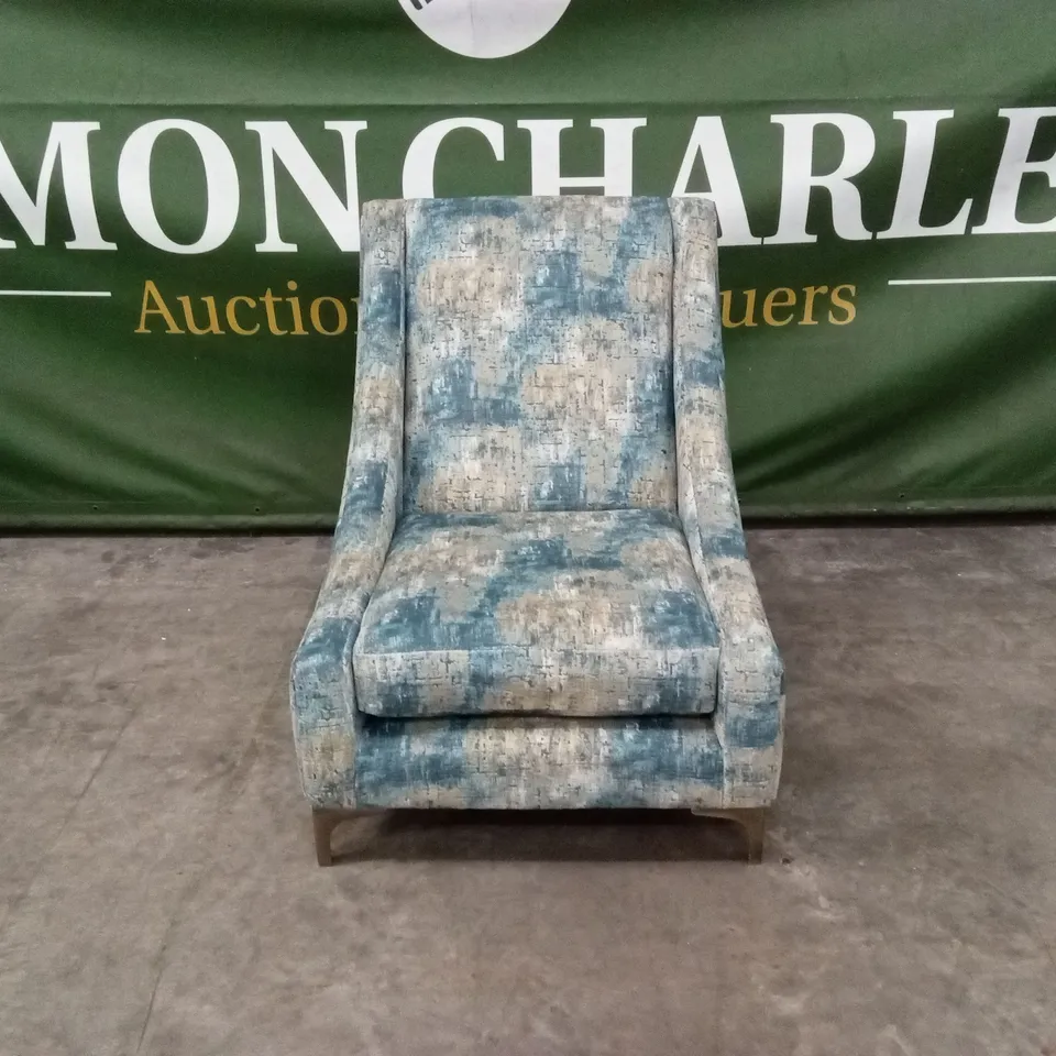 QUALITY DESIGNER WIDE AND HIGH BACKED FABRIC ACCENT CHAIR