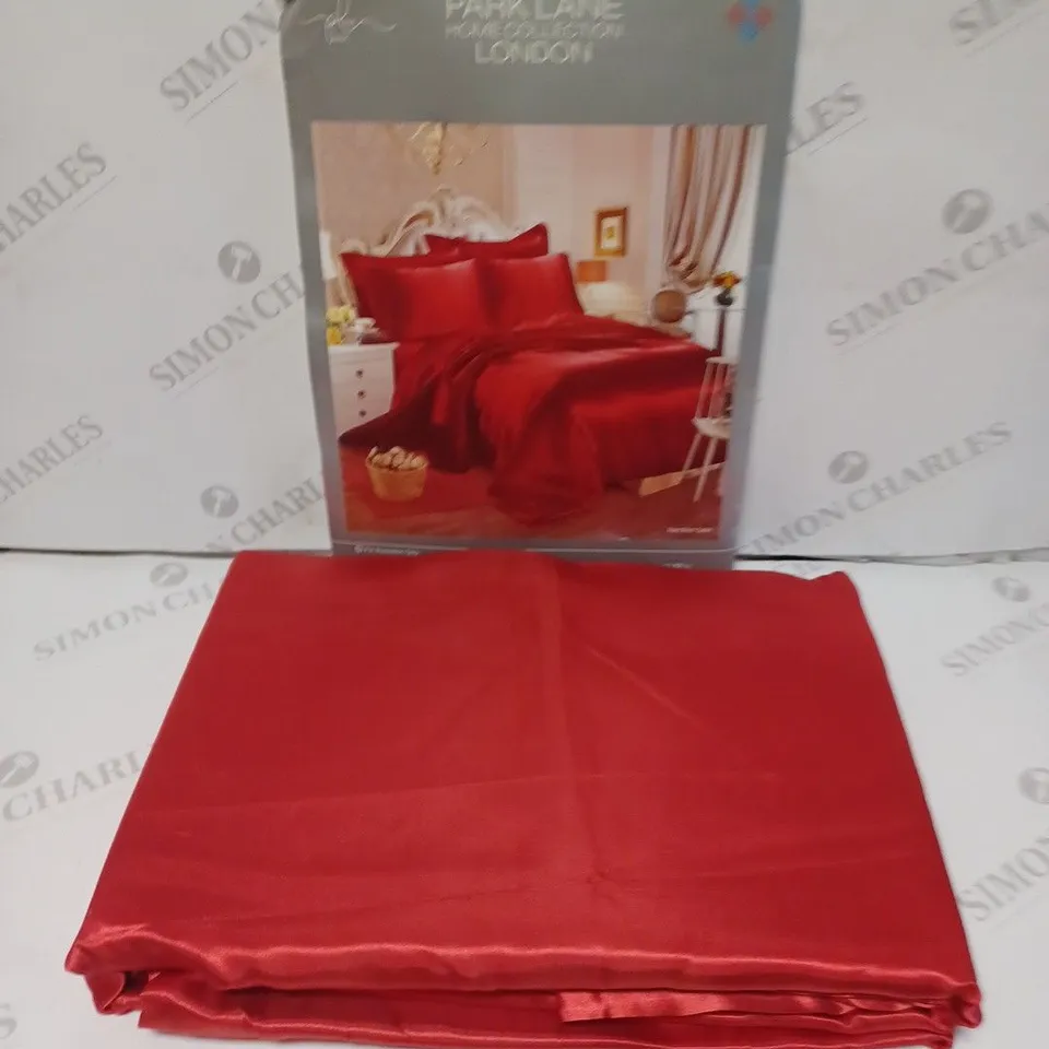 PARK LANE HOME COLLECTION LONDON RED RICH SATIN DUVET SET 