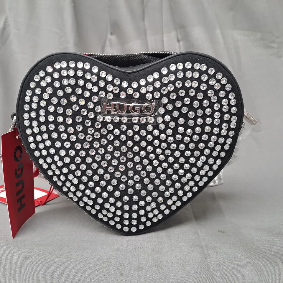 HUGO LOVE HEART BAG IN BLACK W. JEWEL EFFECT