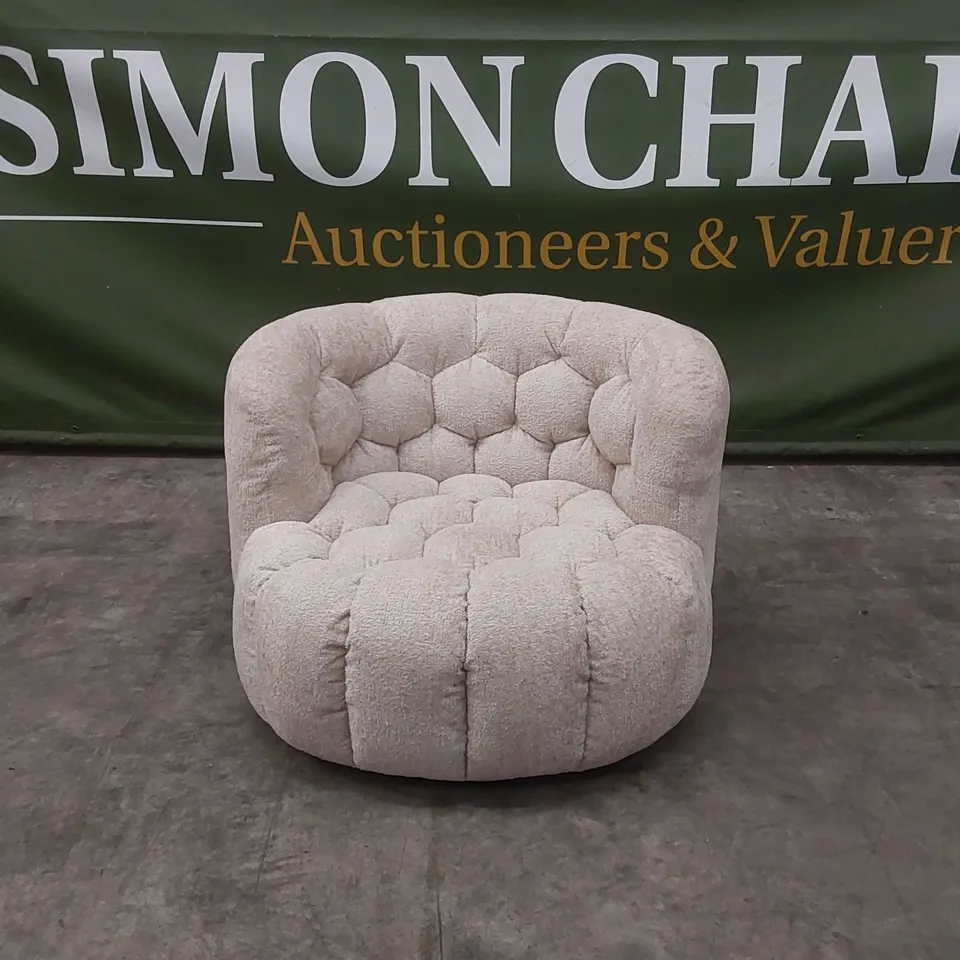 QUALITY DESIGNER HUIT OCTO SWIVEL CHAIR IN GLAM SAND FABRIC