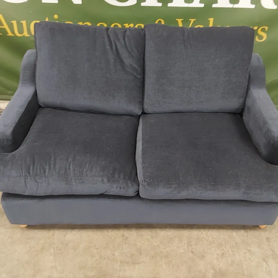QUALITY DESIGNER BLUE FABRIC UPHOLSTERED SOFA