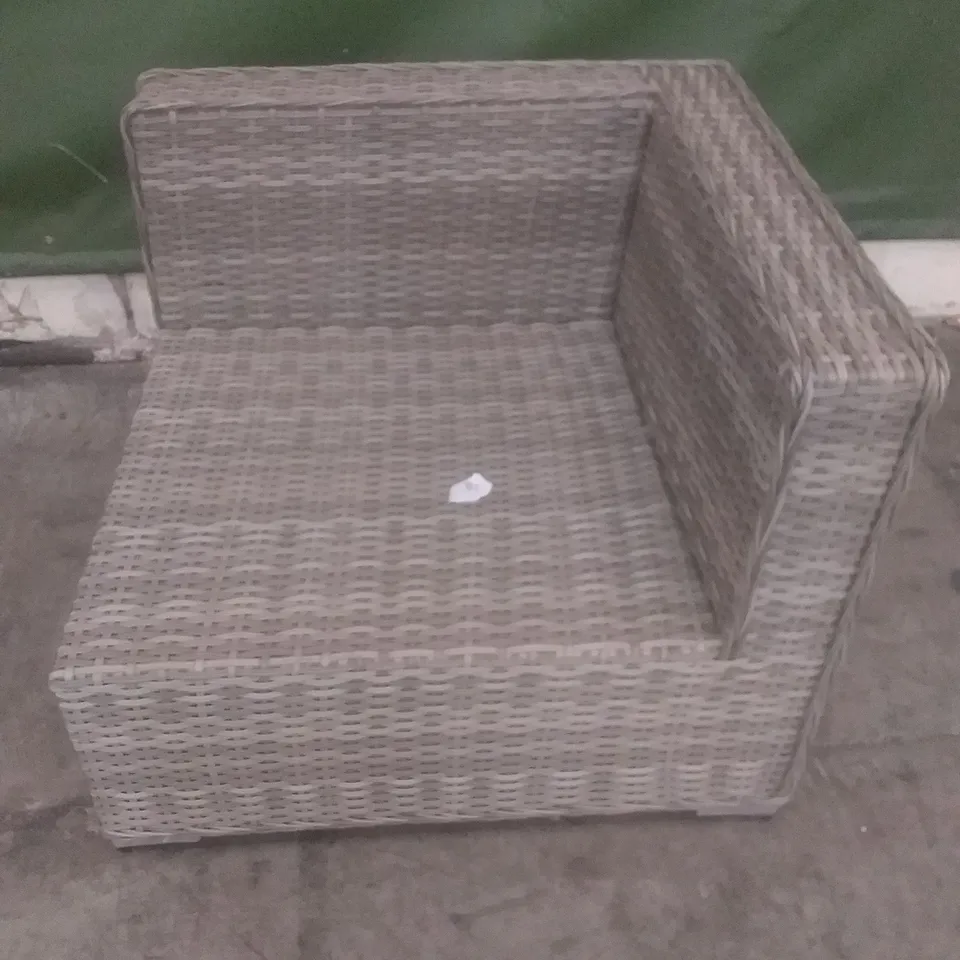 RATTAN EFFECT GREY GARDEN SOFA SECTION