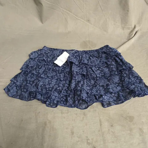 HOLLISTER RUFFLE MINI SKORT IN NAVY PRINT SIZE XS