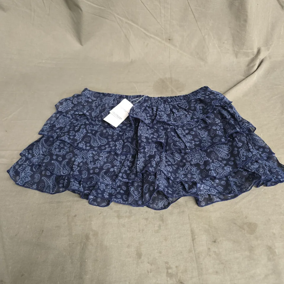 HOLLISTER RUFFLE MINI SKORT IN NAVY PRINT SIZE XS